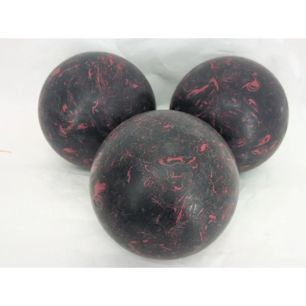 3 VTG Manhattan Rubber Duckpin Bowling Ball 4 Lb Red Black Splatter Marbled